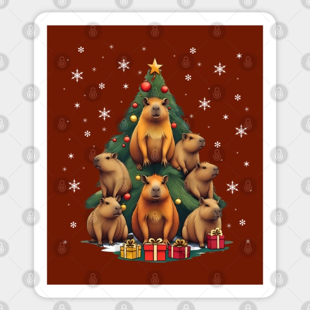 Capybara tree Christmas, Capybara Pets, Cute capybara Sticker by Collagedream